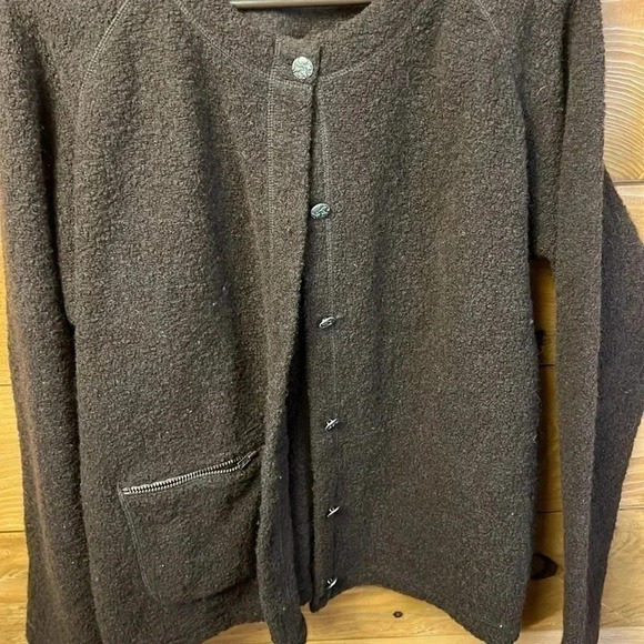 EASTERN MOUNTAIN SPORTS EMS women’s XL‎ LARGE BROWN WOOL CARDIGAN SWEATER winter - Picture 5 of 9